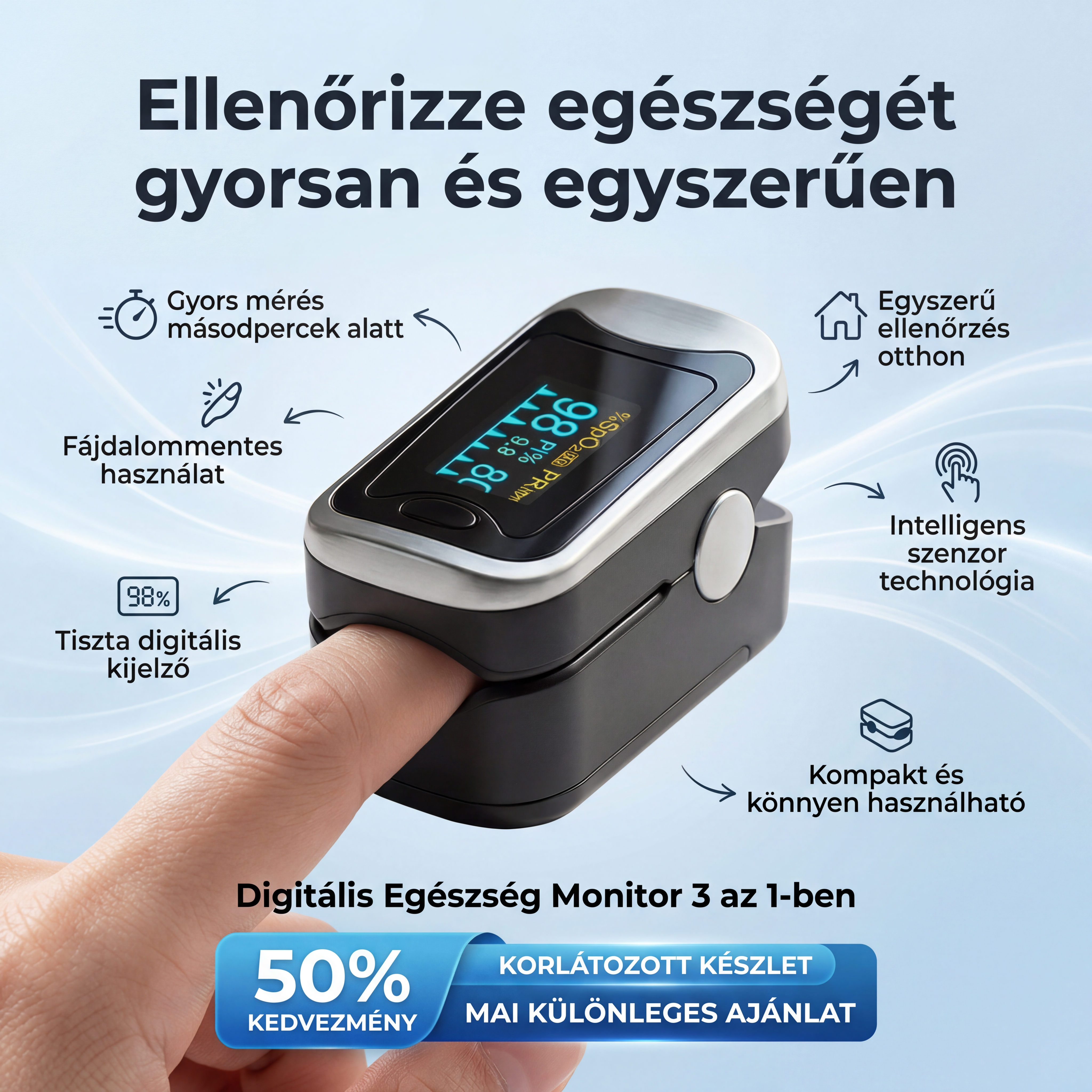 Digitális Egészség Monitor 3 az 1-ben