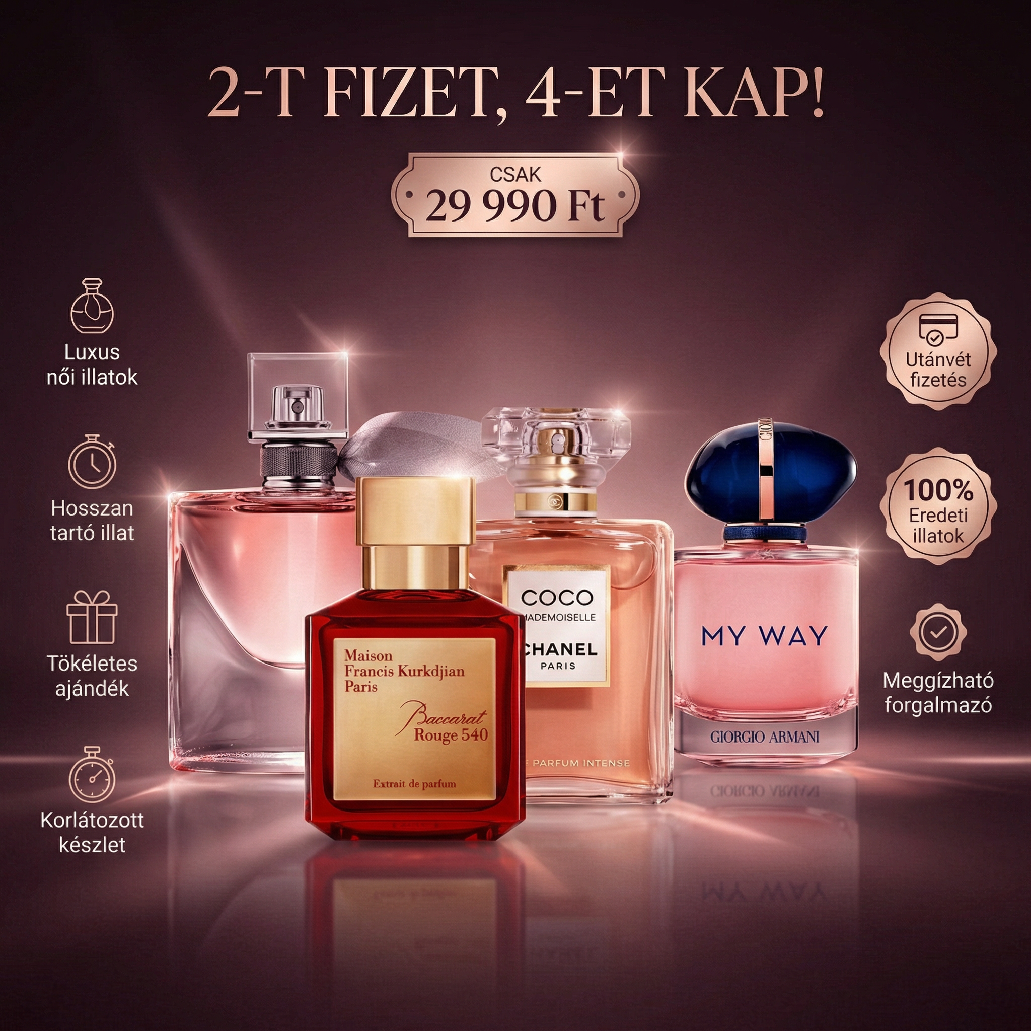 2-t fizet, 4-et kap – Luxus női illatok (4×50 ml)